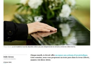 Réaction à l'article de Dalie Giroux: Du soin de nos morts, paru dans Le Devoir, le 6 février 2024